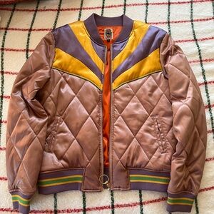 Dusty Rose Rising Sun Bomber Jacket Classic Rock Couture